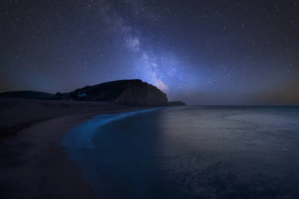 Superbe Image Composite Vibrante Voie Lactée Sur Paysage Longue Exposition — Photo