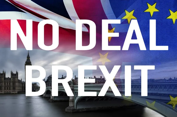 Справу Brexit Концепція Зображення Тексту Над Лондон Зображення Великобританії Прапорів — стокове фото