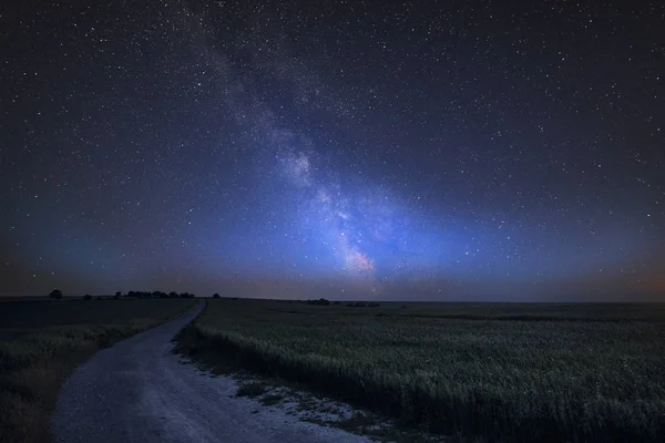Stunning Vibrant Milky Way Composite Image Landscape Steyning Bowl South — Stock Photo, Image