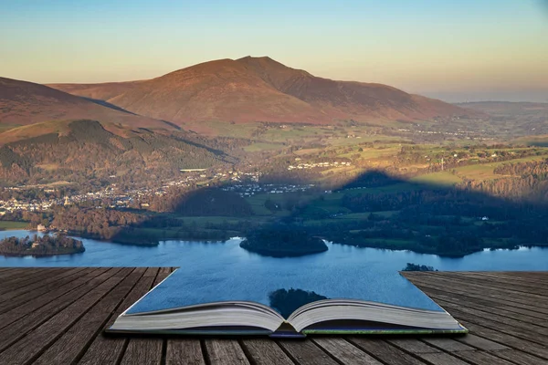 Impressionante Final Tarde Outono Outono Imagem Paisagem Vista Catbells Perto — Fotografia de Stock