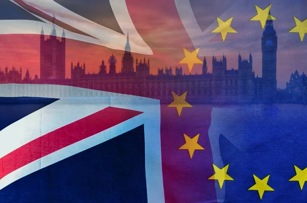 Brexit Concept Image Von London Image Und Und Flags Überlagert — Stockfoto