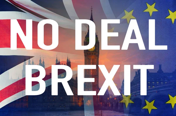 Deal Brexit Concept Image Texte Sur Image Londres Drapeaux Royaume — Photo