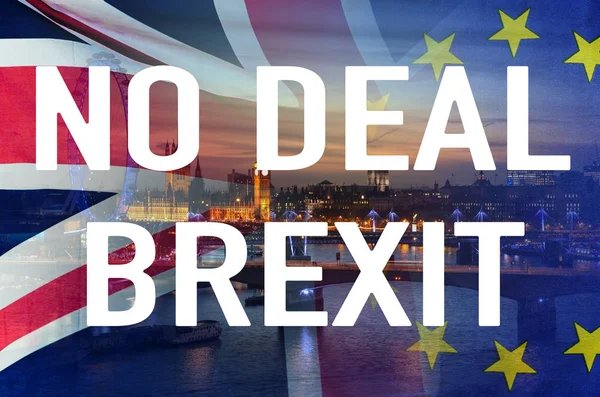 Deal Brexit Concept Image Texte Sur Image Londres Drapeaux Royaume — Photo