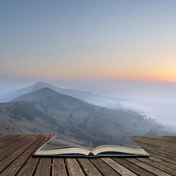 Εκπληκτική εικόνα του τοπίου χειμώνα sunrise η μεγάλη κορυφογραμμή στην ου — Φωτογραφία Αρχείου