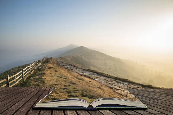 Impressionante Inverno nascer do sol imagem da paisagem de The Great Ridge em th — Fotografia de Stock