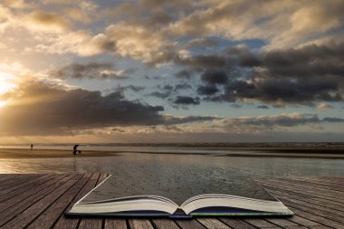 Sussex engl Batı Wittering plaj üzerinde çarpıcı kış gündoğumu