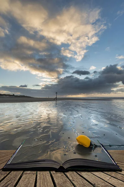 Fantastisk vinter soluppgång över West Wittering beach i Sussex Engl — Stockfoto