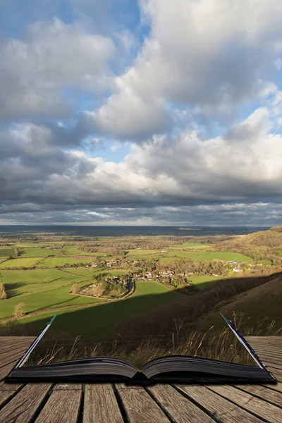 Beautiful Autumn Fall landscape of South Downs National Park in — Stock Photo, Image