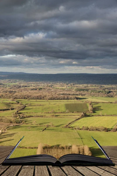 Hermoso otoño otoño paisaje del Parque Nacional South Downs en — Foto de Stock