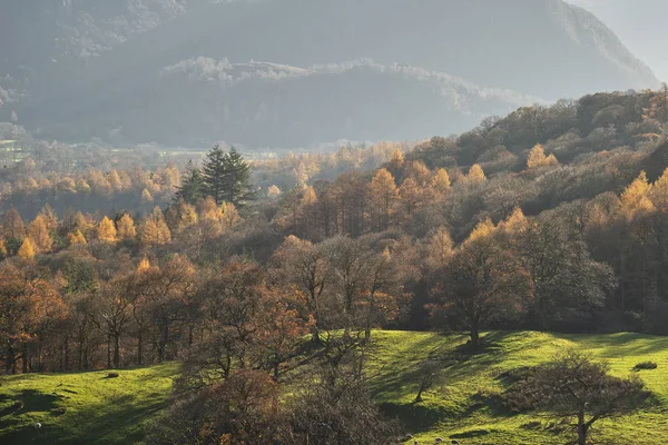 Hermoso otoño Otoño Imagen del paisaje de la vista desde Catbells —  Fotos de Stock