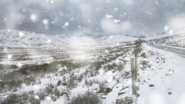 Güzel manzara resmi kış Snowdonia Milli Parkı'nda ile