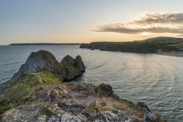 Vacker fridfull sommarkväll solnedgång strand landskap bild a — Stockfoto