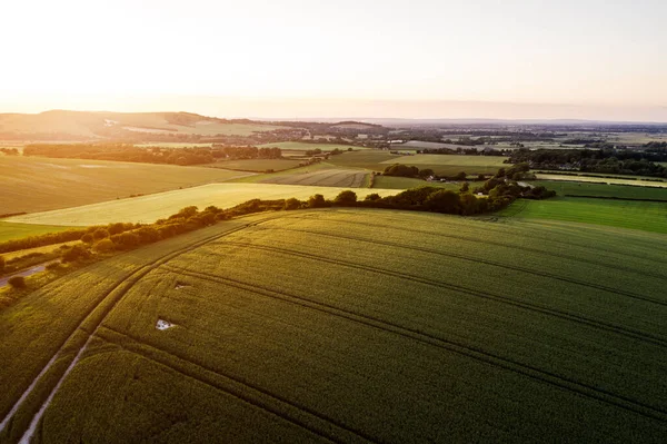 Impresionante Imagen Del Paisaje Del Dron Sobre Exuberante Campo Inglés —  Fotos de Stock