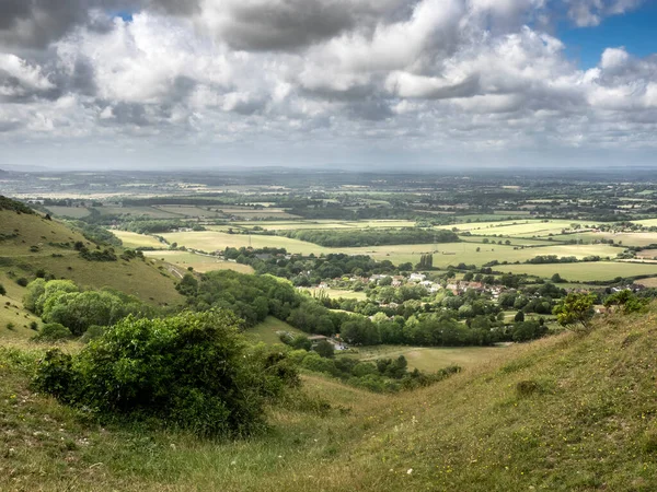 Prachtig Landschapsbeeld Van Het Engelse Platteland Mooie Zomermiddag Met Uitzicht — Stockfoto
