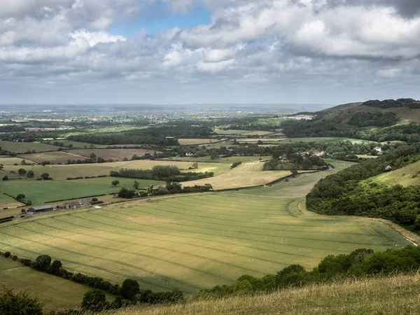 Hermosa Imagen Del Paisaje Campiña Inglesa Hermosa Tarde Verano Con — Foto de Stock