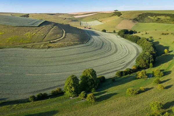 Piękny Krajobraz Drone Angielski Krajobraz Podczas Późnego Popołudnia Zachód Słońca — Zdjęcie stockowe