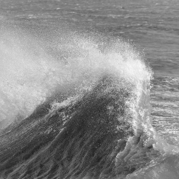 Fantastisk Bild Enskilda Vågbrytning Och Veck Våldsam Blåsig Storm Svart — Stockfoto