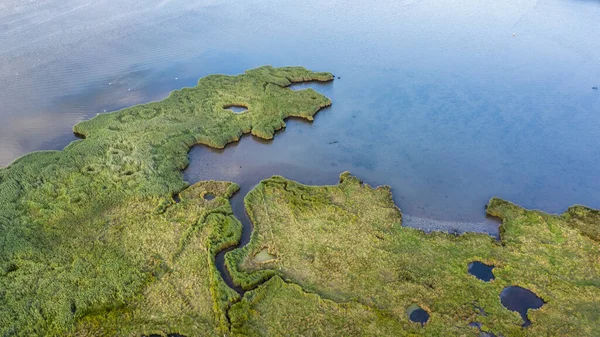 Drone Top Bird Eye View Landscape Image Tidal Wetlands Christchurch — Stock Photo, Image