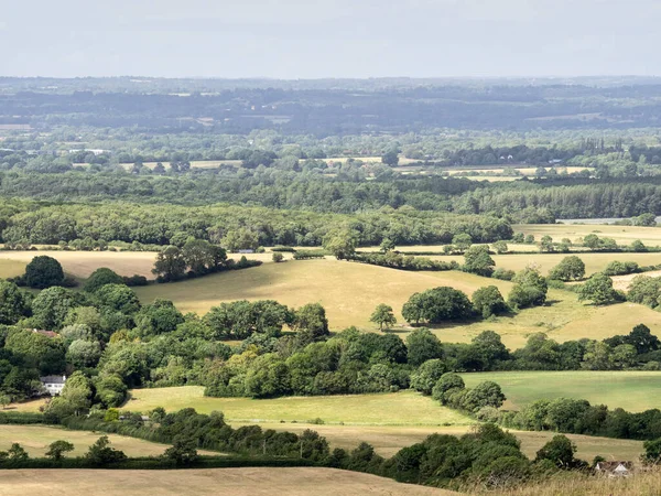 Beautiful Landscape Image English Countryside Lovely Summer Afternoon Overlooking Rolling — Stock Photo, Image