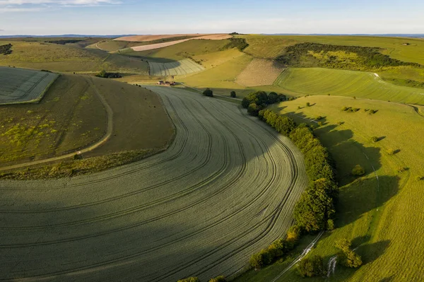 Изображение Ландшафта Английской Сельской Местности Время Заката После Полудня — стоковое фото