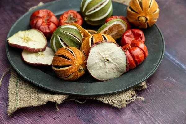 Hermoso Retrato Alimentos Frutas Secas Temporada Wnter Con Fondo Textura — Foto de Stock