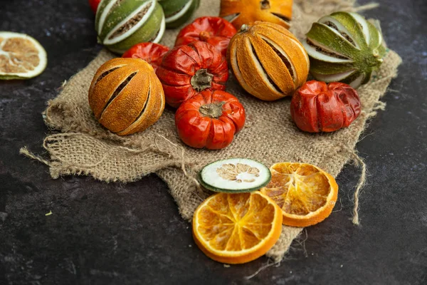 Hermoso Retrato Alimentos Frutas Secas Temporada Wnter Con Fondo Textura — Foto de Stock