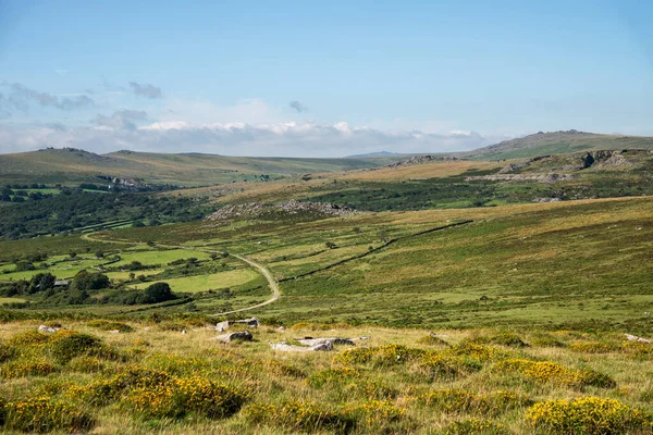 Splendida Vista Sul Paesaggio Attraverso Parco Nazionale Dartmoor Estate Con — Foto Stock