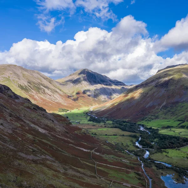 Εκπληκτική Θέα Από Ιπτάμενο Drone Πάνω Από Τοπίο Lake District — Φωτογραφία Αρχείου