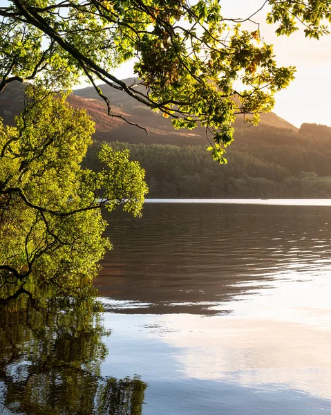 Stunning Sunrise Landscape Image Looking Loweswater Lake District Low Fell — Stock Photo, Image