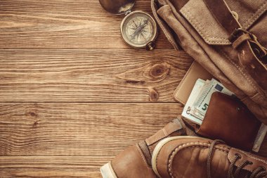 Görüntü kavramı, temel tatil öğeleri seyahat arıyorum. Retro etkisi.