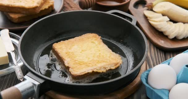 Cinemagraph Cooking French Toast Frying Pan Motion Photo — Stock Video