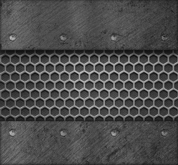 Panneaux Texturés Abstraits Acier Métal Avec Rivets Cellules Hexagonales Comme — Photo