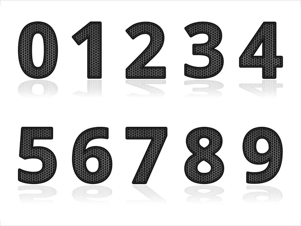 Set Metal Digital Numbers Industrial Elements Shadow Techno Pattern — Stock Photo, Image