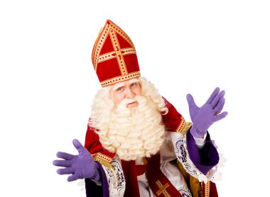 Saint Nicholas portresi. Beyaz bir arka plan üzerinde izole