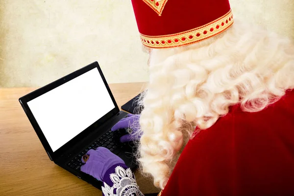 Sinterklaas Com Caderno Caráter Holandês Papai Noel — Fotografia de Stock