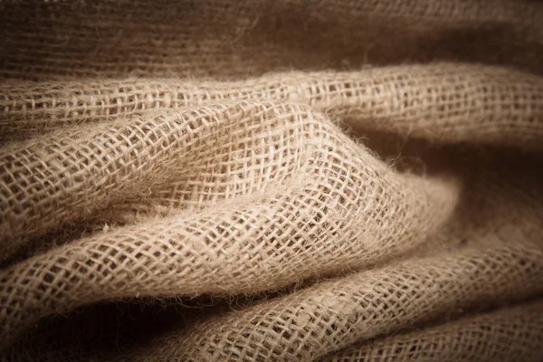 Burlap Juta Aberta Fundo Textura Tecida Dof Superficial — Fotografia de Stock