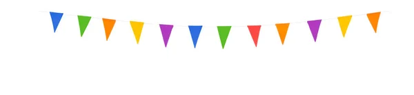 Colorful Party Flags Line Made Paper Isolated White Background — Stock Photo, Image