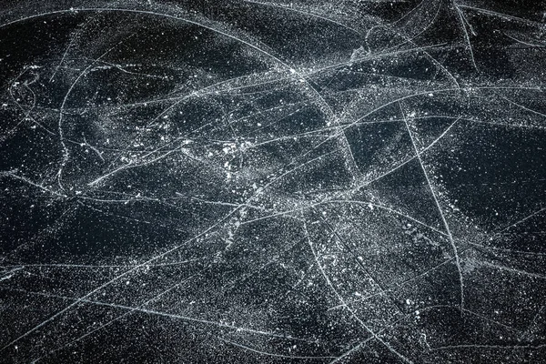 Поверхня Льоду Відкритому Повітрі Снігом Заповнена Слідами Ковзанів Абстрактний Крижаний — стокове фото