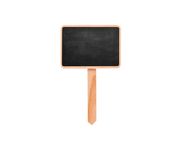 Blank Blackboard Label Med Stick Isoleret Hvid Baggrund Chalkboard Pole - Stock-foto