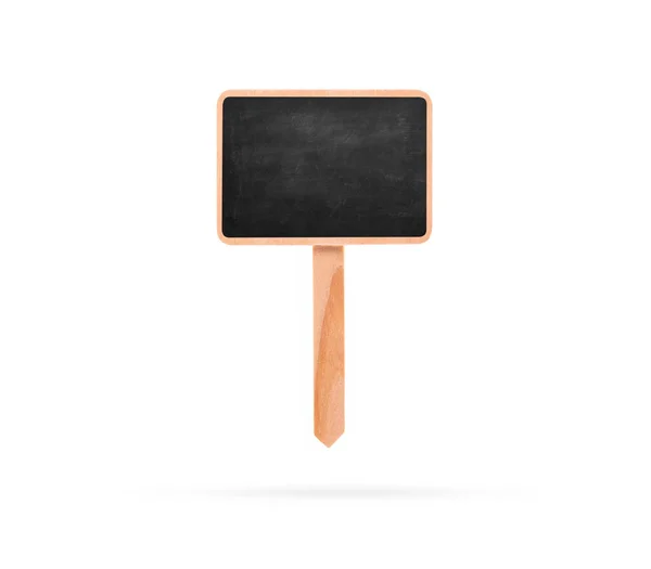 Blank Blackboard Label Med Stick Isoleret Hvid Baggrund Chalkboard Pæl - Stock-foto