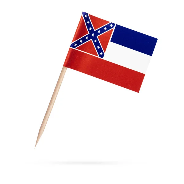 Echte Zahnstocher Flagge Mississippi Usa Papier Old Mississippi State Flagge — Stockfoto