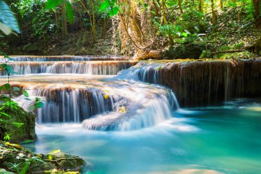 Derin yağmur ormanları jungle Şelalesi, Erawan şelale Ulusal Park Kanchanaburi Tayland