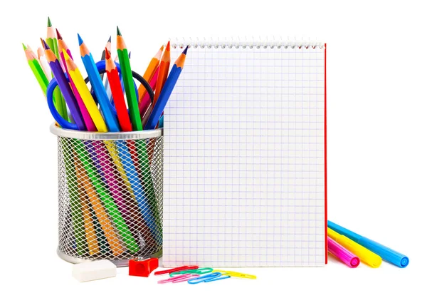 School Stationery White Back School Background — Stock Photo, Image