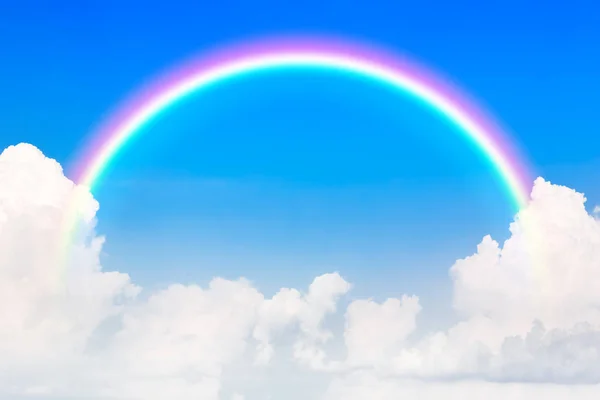 Blue sky and white cloud and rainbow. — Stock Photo, Image