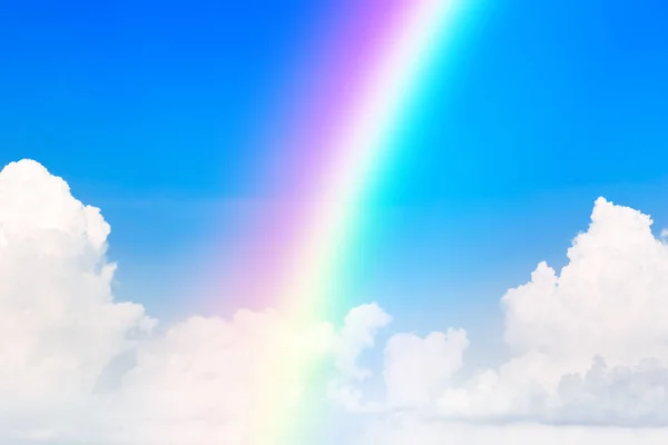 Blue sky and white cloud and rainbow. — Stock Photo, Image
