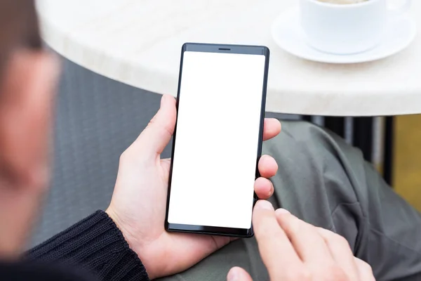 Man's hands holding mobile smart phone. — Stock Photo, Image