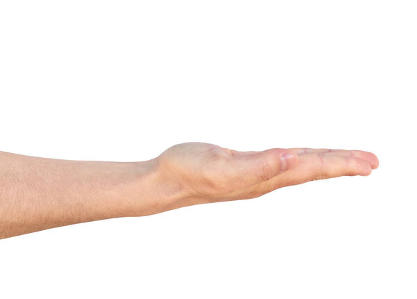 Empty man hand sign isolated on white background.