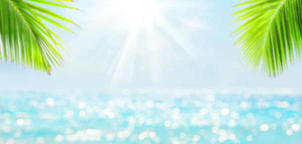 Panorama Blurred Blue Sky Sea Bokeh Light Landscape Tropical Summer — Stock Photo, Image