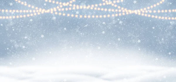 Dekoracyjne Tło Świąteczne Bokeh Światła Płatki Śniegu Boże Narodzenie Szczęśliwego — Zdjęcie stockowe