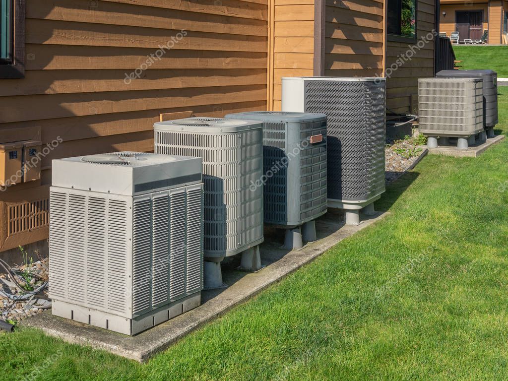 Air Conditioning Heating Unit Apartment Complex — Stock Photo © Sonar